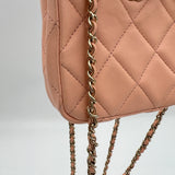 Quilted CC  Mini Crossbody bag in Lambskin, Light Gold Hardware