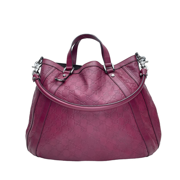 Shopping Top handle bag in Guccissima leather, Silver Hardware