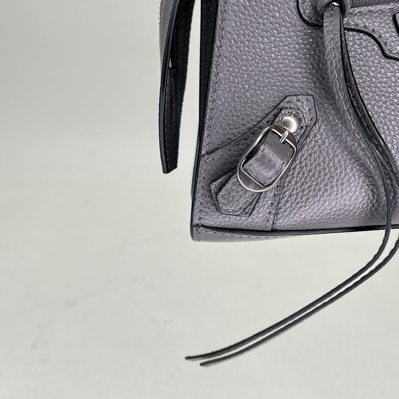 Neo Classic Mini Top handle bag in Calfskin, Silver Hardware