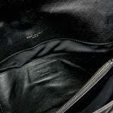 College Large Shoulder bag in Distressed leather, Ruthenium Hardware