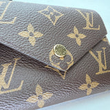 Victorine Compact Brown Wallet in Monogram Coated Canvas, Gold hardware