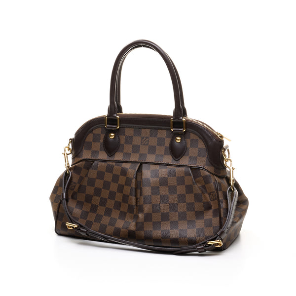 Trevi Damier PM Top handle bag in Coated canvas, Gold Hardware