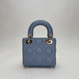 Lady Dior Micro Top handle bag in Lambskin, Gold Hardware
