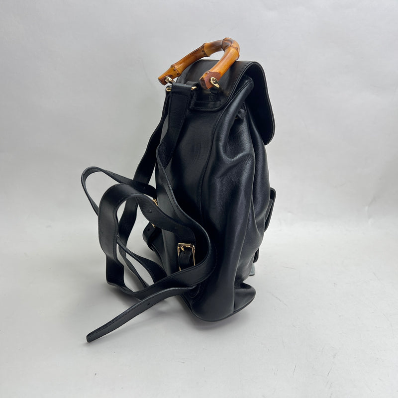 Bamboo Mini Backpack in Calfskin, Gold Hardware