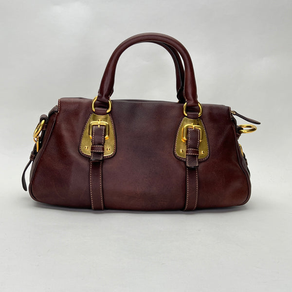 LEATHER 2 WAY BAG  34cm x 16cm x 11cm Top handle bag in Cowhide leather, Gold Hardware