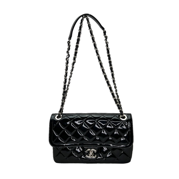 Coco Shine Medium Shoulder bag in Patent leather, Silver Hardware