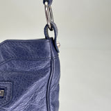 The Hip Mini Crossbody bag in Distressed leather, Silver Hardware