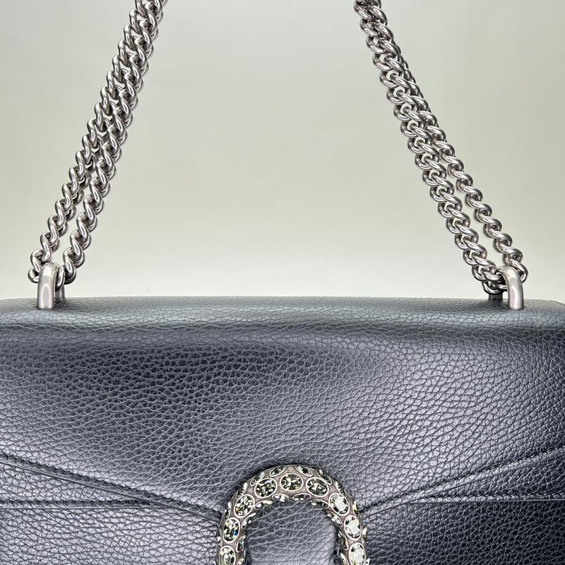 Dionysus Small Shoulder bag in leather, Silver Hardware