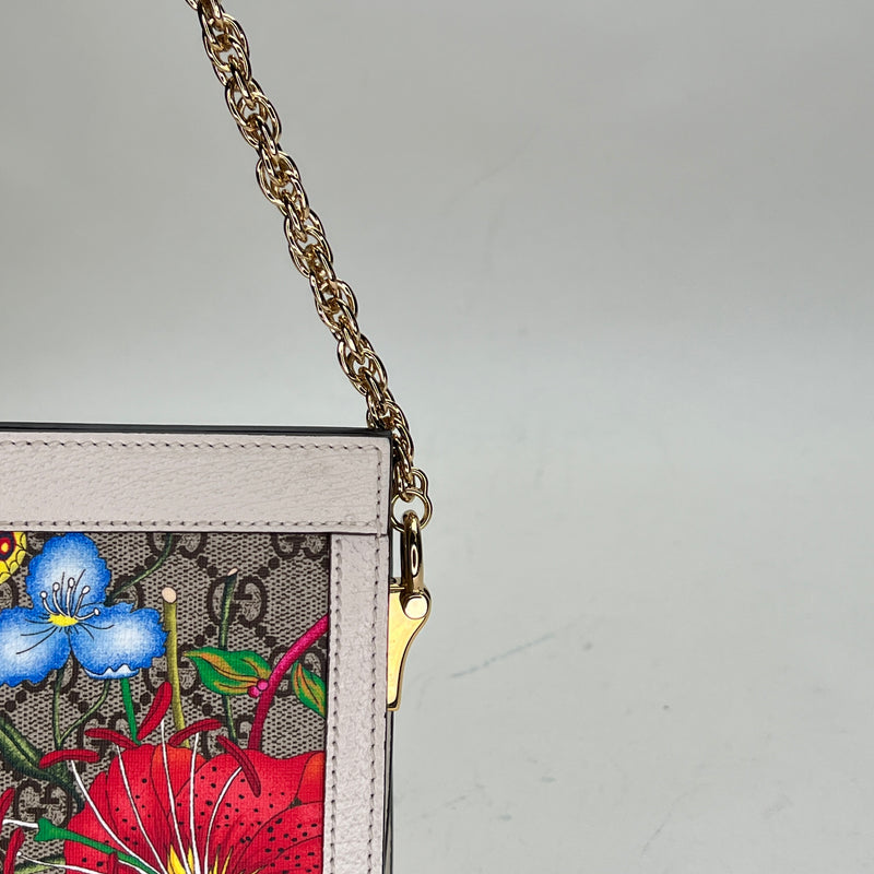 Ophidia GG flora Crossbody bag in Coated canvas, Gold Hardware