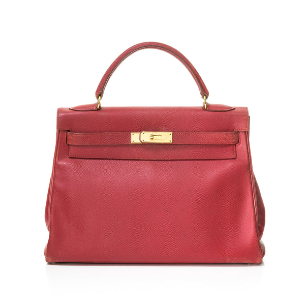 Hermès Kelly 28 Top handle bag in Courchevel Leather, Gold Hardware