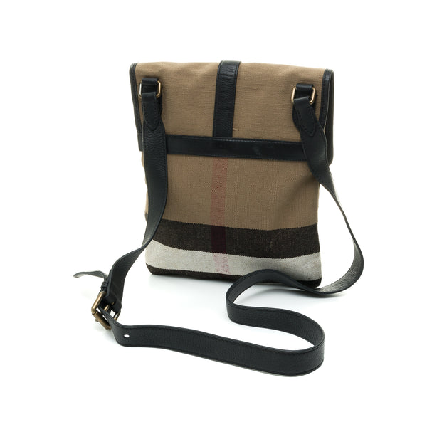 House Check Canvas Small Crossbody bag in Canvas, Gold Hardware