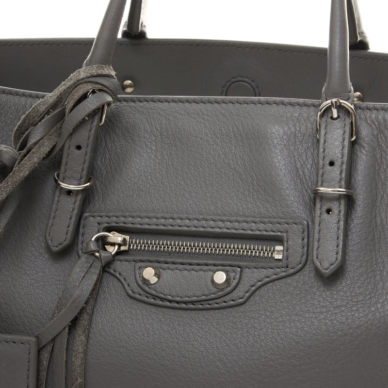 Papier Small Two Way Top handle bag in Calfskin, Silver Hardware