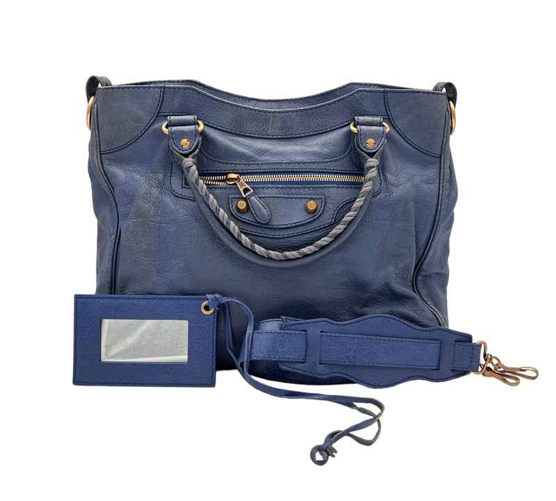 Velo Top handle bag in Distressed leather, Antique Brass Hardware