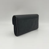 Sarah Long Black Wallet in Monogram Empreinte Leather, Gold hardware