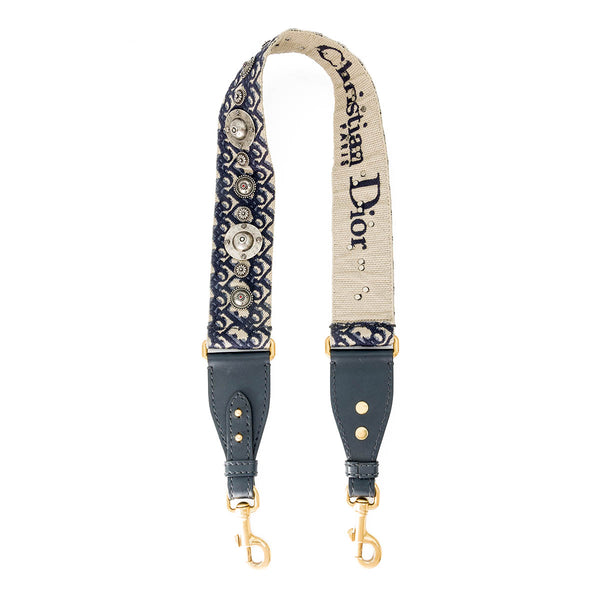 Oblique Strap with Ring Bag Accessories in Jacquard, Gold Hardware