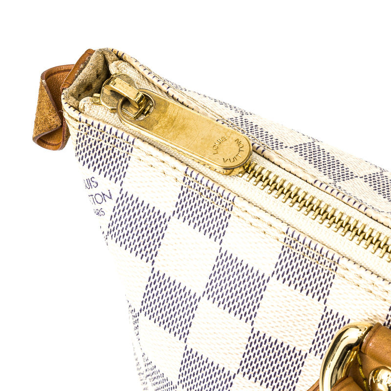 Saleya Damier PM Top handle bag in Coated canvas, Gold Hardware