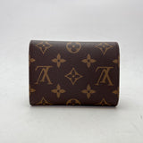 Victorine Compact Brown Wallet in Monogram Coated Canvas, Gold hardware