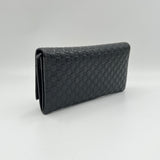 Long Flap Black Wallet in Guccissima Leather, Silver hardware