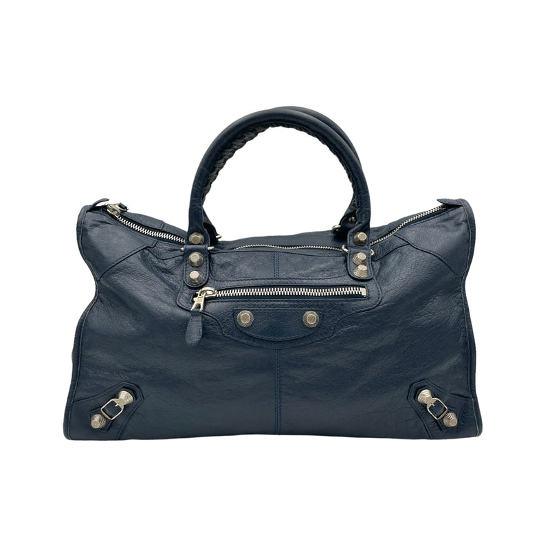 Work Top handle bag in Distressed leather, Silver Hardware