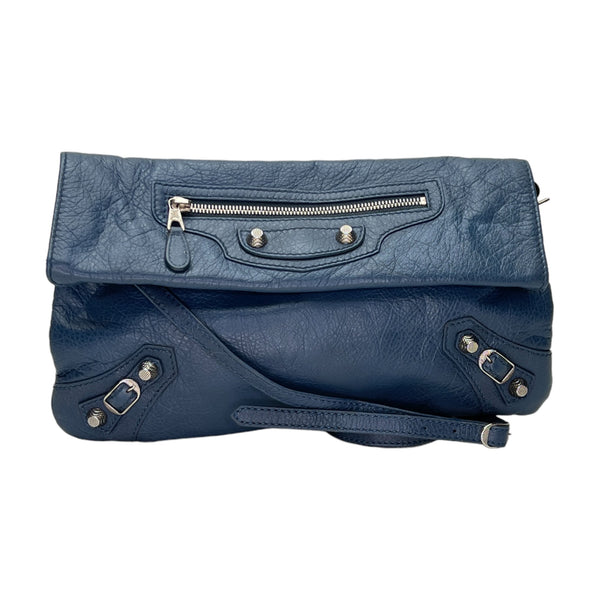 City Envelope Clutch in Distressed leather, Silver Hardware