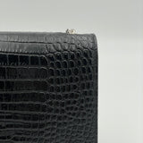 Kate Tassel Medium Crossbody bag in Crocodile Embossed Calfskin, Silver Hardware