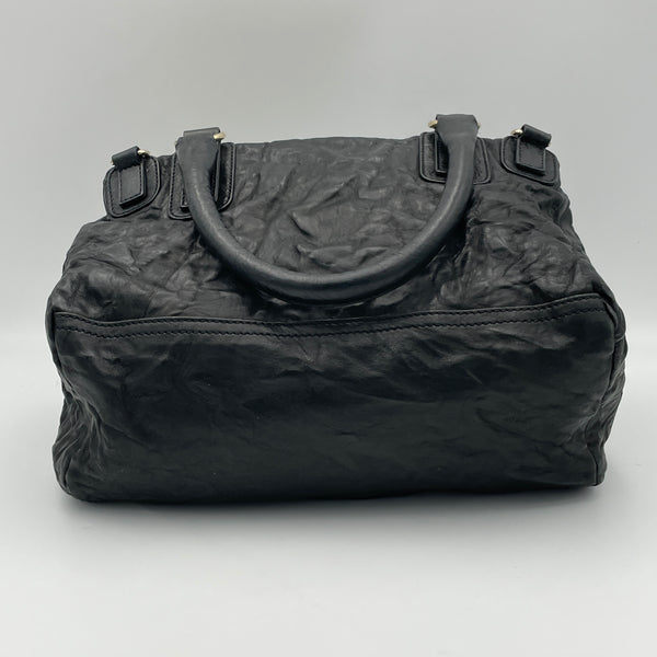 Pandora Medium Top handle bag in Distressed leather, Gold Hardware