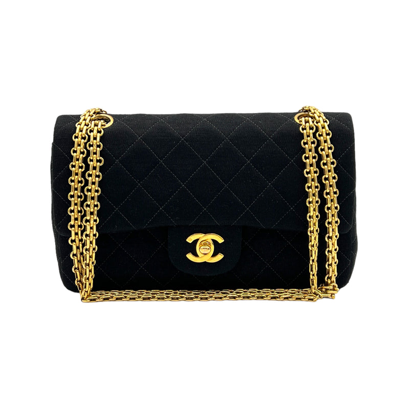 Timeless Classic Flap small Shoulder bag in Jersey, Gold Hardware