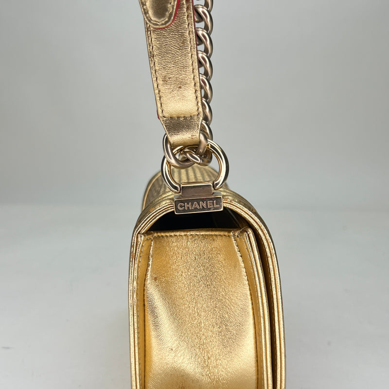 Boy Small Shoulder bag in Calfskin, Gold Hardware