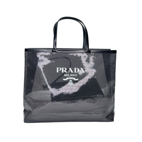 Logo Tote bag in Sequins, Silver Hardware