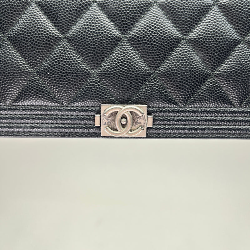 Boy Wallet in Caviar leather, Ruthenium Hardware