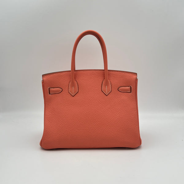 Birkin 30 Top handle bag in Clemence Taurillon leather, Silver Hardware