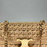 Triomphe Shoulder bag in Raffia, Gold Hardware