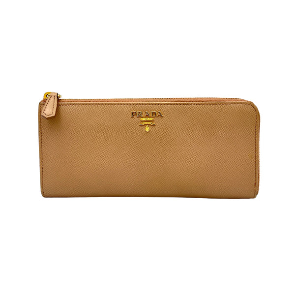 Logo Long Wallet in Saffiano leather, Gold Hardware