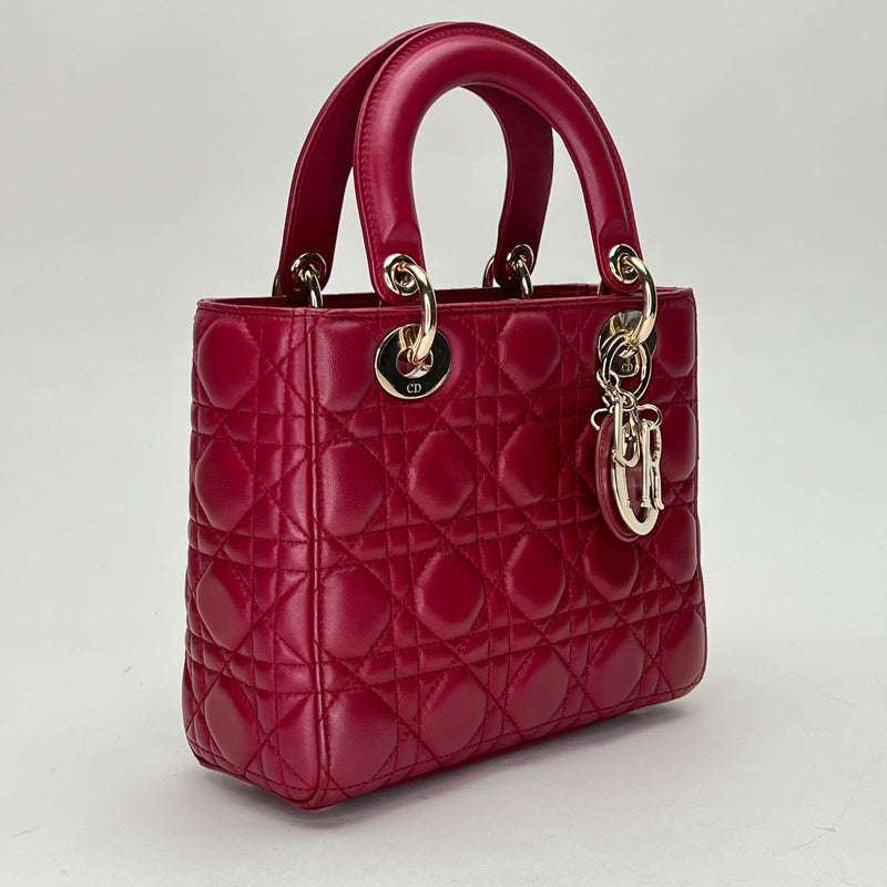 Lady Dior Small Small Top handle bag in Lambskin, Gold Hardware