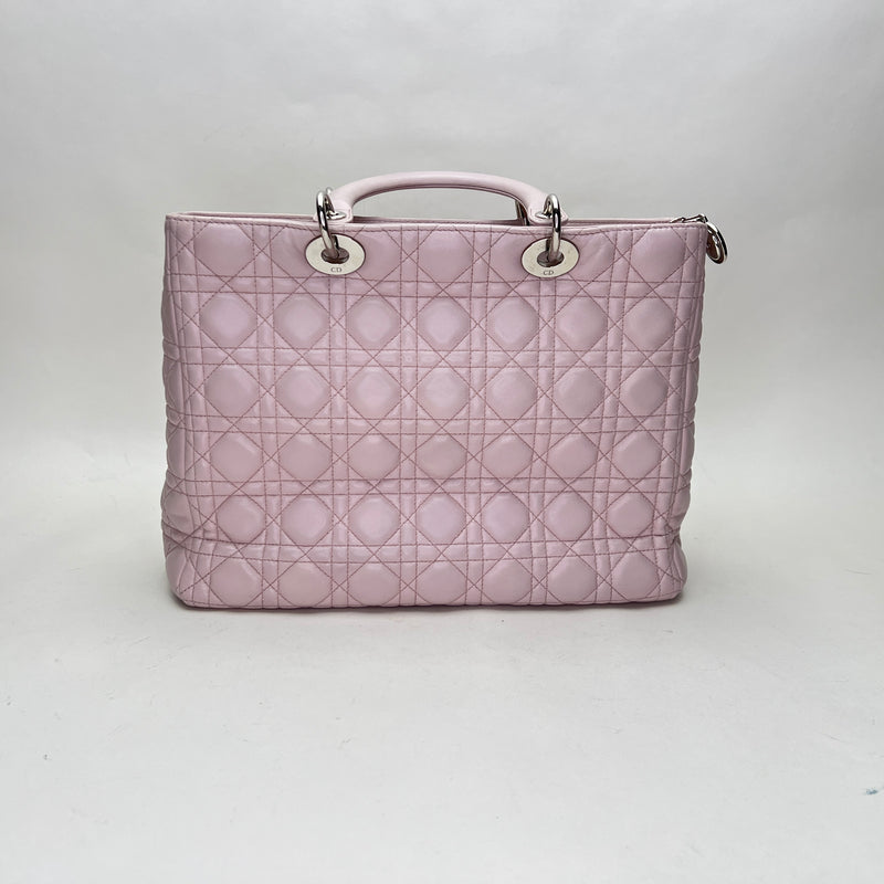 Lady Dior Large Top handle bag in Lambskin, Silver Hardware