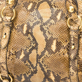 Two-Way Top handle bag in Python Leather, Gold Hardware