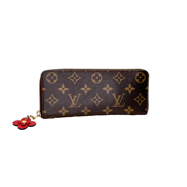Clemence Flower Zippy  Long Wallet in Monogram coated canvas, Gold Hardware