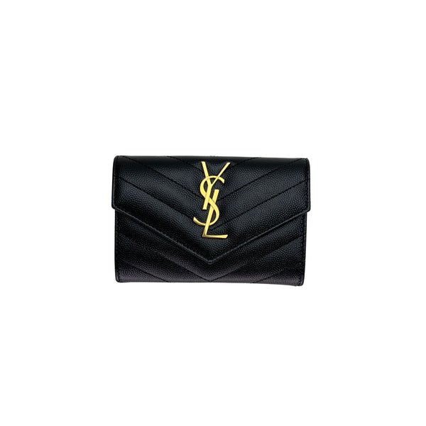Cassandre Wallet in Caviar leather, Gold Hardware