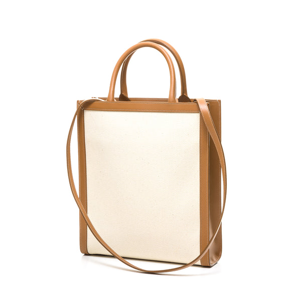 Vertical Small Tote bag in Canvas, Gold Hardware