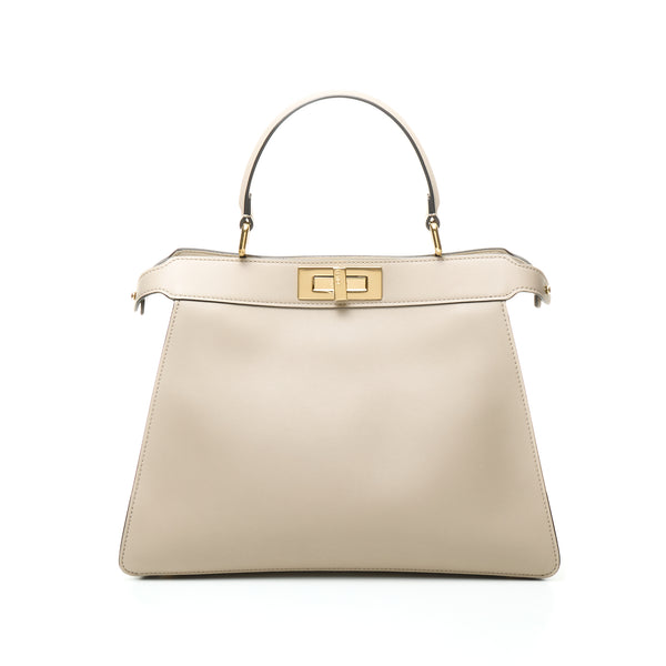 Medium Top handle bag in Leather, Gold Hardware