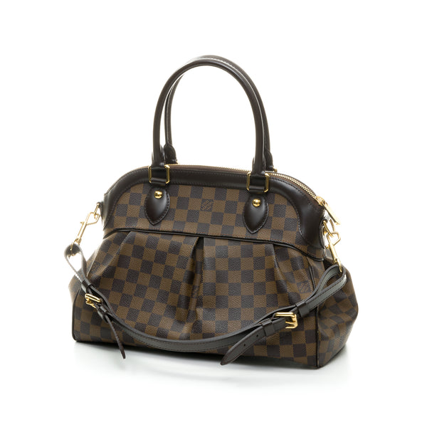 Trevi PM Damier Top handle bag in Coated canvas, Gold Hardware