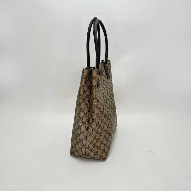 GG Supreme Vertical Top handle bag in Coated canvas, Silver Hardware