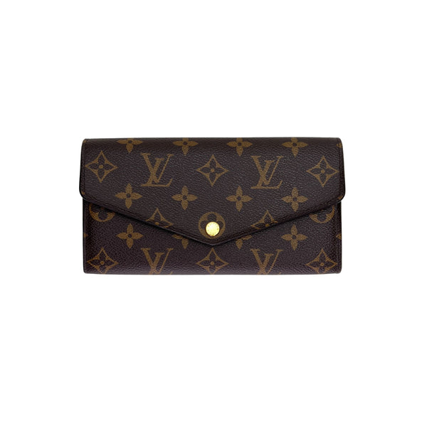 Sarah Long Flap Wallet in Monogram coated canvas, Gold Hardware