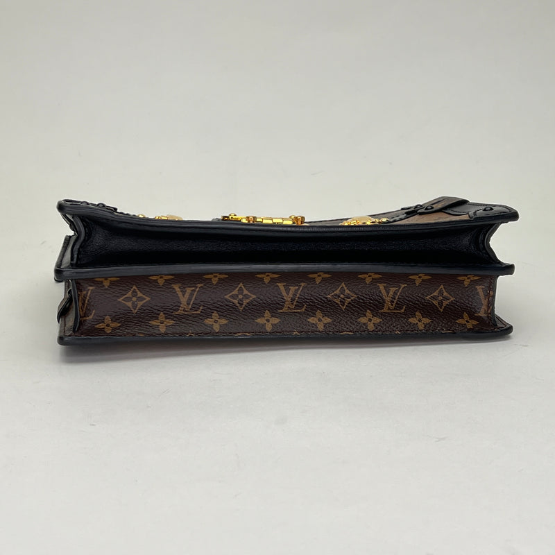 Soft trunk Clutch in Monogram coated canvas, Gold Hardware