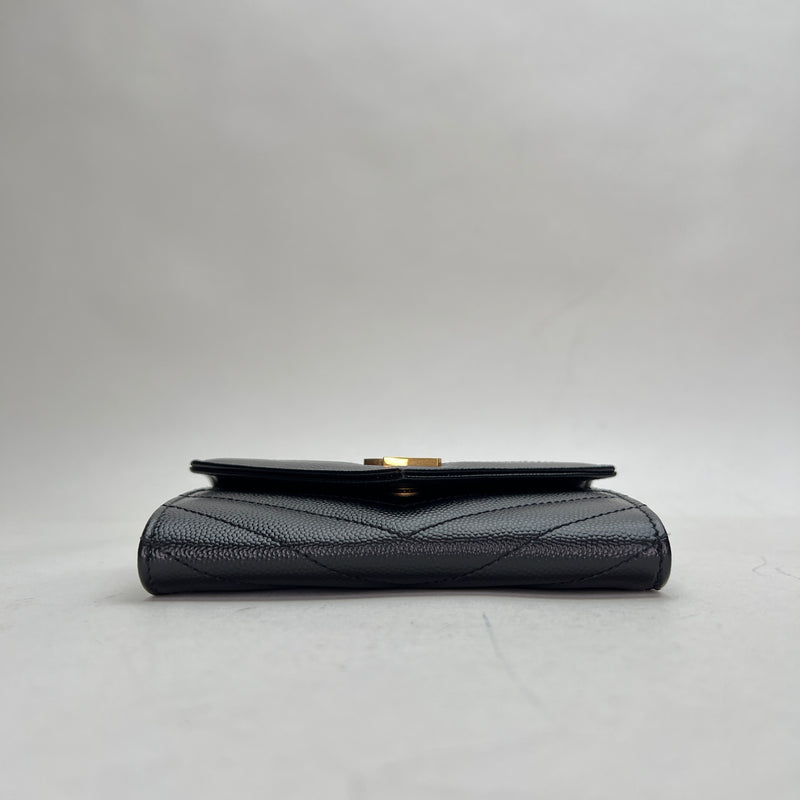 Cassandre Wallet in Caviar leather, Gold Hardware