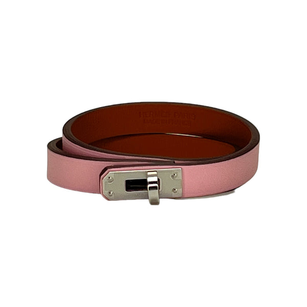 Kelly Double Bracelet T2 Jewellery Accessories in Swift leather, Silver Hardware