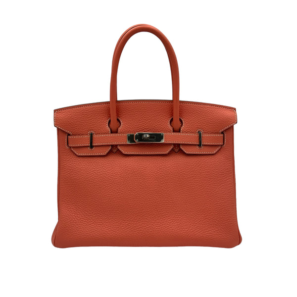 Birkin 30 Top handle bag in Clemence Taurillon leather, Silver Hardware