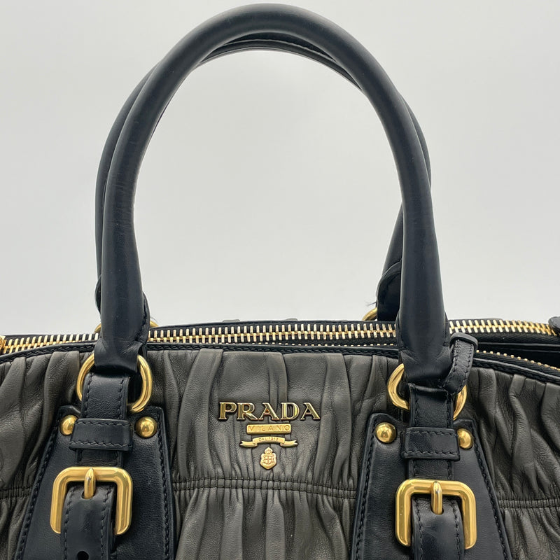 Gaufre Two Way Bag Top handle bag in Lambskin, Gold Hardware