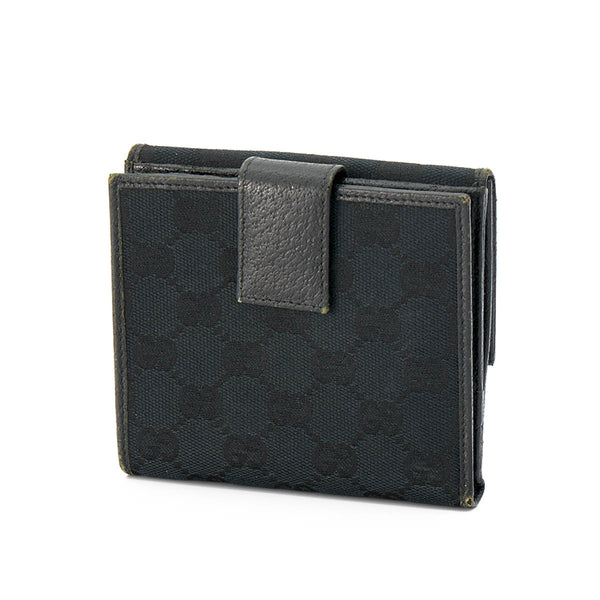 Metal Bar Compact Wallet in Canvas, Silver Hardware