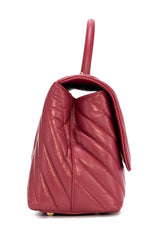 Coco Small Top Handle Bag in Chevron Leather,  Hardware